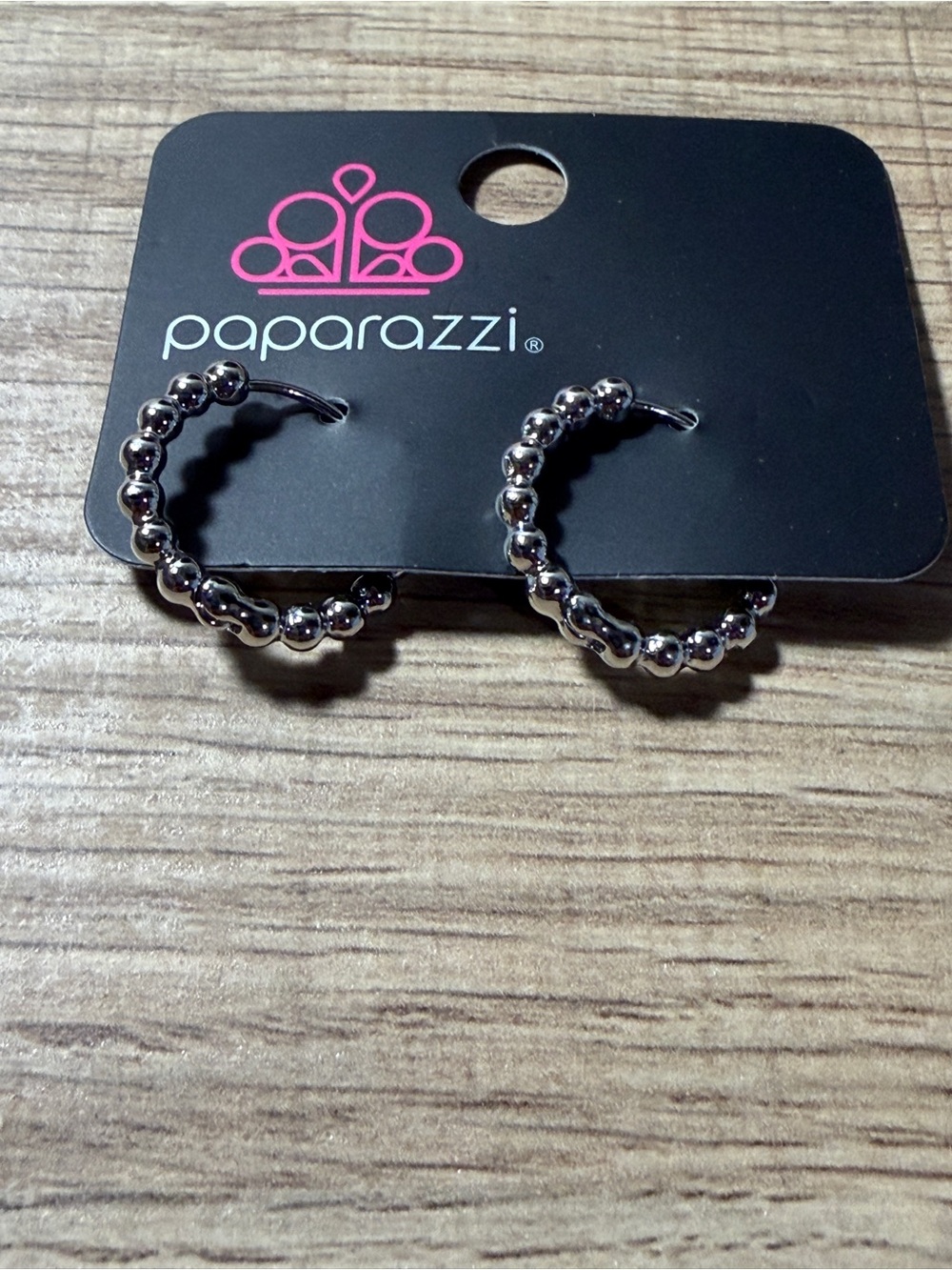 Paparazzi Shimmering Silver Beaded Hoops